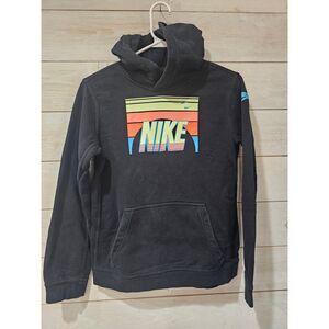 Nike Hoodie Sweatshirt Kids Black Pullover Long Sleeve Drawstring XL
